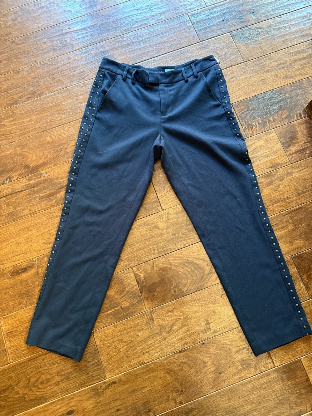 Lou by Anthropologie Navy Dress Pants with Side Stud Detail sz 6